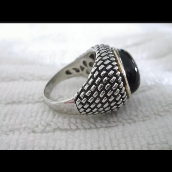 Town & Country 925 & 14K Cabochon Black Onyx Ring - Picture 2 of 5